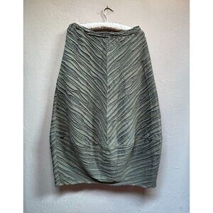 IC Collection Textured Pattern Knit Midi Skirt Small Gray Olive Green Boho